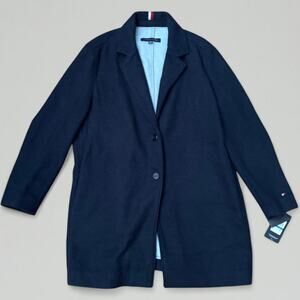 Tommy Hilfiger Notch Lapel Overcoat in Navy